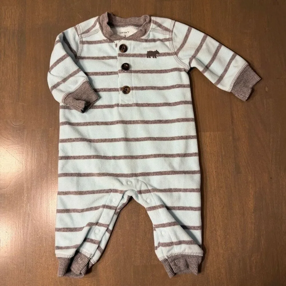 Carters 3 Months Boys Long Sleeve Fleece Sleepers